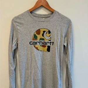 Carhartt Heather Gray Long Sleeve with Camo Logo